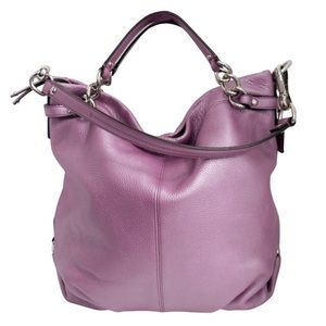 Metallic Leather Lilac Coach Bag